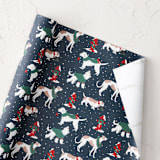 "Snowy Dogs Strolling" - Wrapping Paper Roll in Midnight by Kristin Mastoras