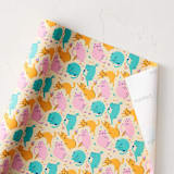 "Party Cats" - Wrapping Paper Roll in Bright by Shannon Chen of Four Wet Feet Studio