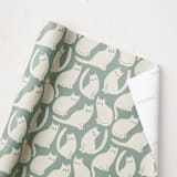 "White Cats Parade" - Wrapping Paper Roll in Teal by The Minty Elephant