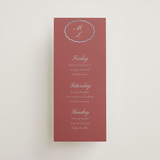 "Scallop Frame" - Wedding Weekend Itinerary Cards in Burgundy by Baumbirdy - Front