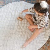 "Stone Washed Linen Quilted Playmat - Natural" - Kids Blankets and Throws in gray by Powered By People