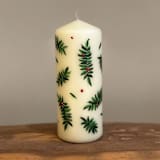 "Ivory Pillar with Holly Berries and Greenery, Set of 1" - Christmas Decorations in beige by Ashley Myers
