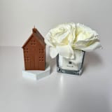 "Tall Brown House Candle" - Christmas Decorations in brown by Over By The Moon