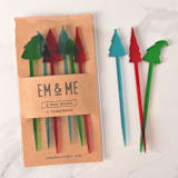 "O Tannenbaum, Christmas Tree Stir Sticks" - Christmas Decorations in red by Em and Me Studio