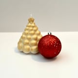 "White and Metallic Gold Christmas Tree Candle" - Christmas Decorations in multicolor by Over By The Moon