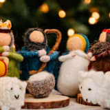 "Colorful Felt Natitvity Scene Manger Set of 10" - Christmas Decorations in white by Aahlada Chennupati