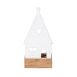 "Porcelain & Acacia Village Tealight Gingerbread House - 5.1"" - Christmas Decorations in white by Räder Designs