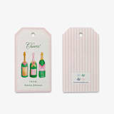 "Custom Champagne Bottle Gift Tags [Set of 24]" - Holiday Gift Tags in green by Liesel Anne
