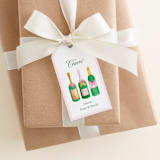 "Custom Champagne Bottle Gift Tags [Set of 24]" - Holiday Gift Tags in green by Liesel Anne
