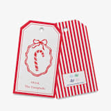 "Personalized Candy Cane Christmas Gift Tags (Set of 24)" - Holiday Gift Tags in red by Liesel Anne