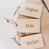 "Personalized Wooden Gift Tags - Set of 4" - Holiday Gift Tags in beige by Left Grain
