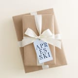 "Personalized Après Ski White and Blue Gift Tag [Sets of 24]" - Holiday Gift Tags in blue by Liesel Anne