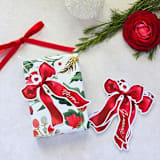 "Personalized Hand-Written Watercolor Die-Cut Ribbons- Set of 10" - Holiday Gift Tags in red by Inkspiringletters