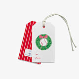 "Christmas Wreath Gift Tags (Set of 24)" - Holiday Gift Tags in red by Liesel Anne