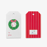 "Christmas Wreath Gift Tags (Set of 24)" - Holiday Gift Tags in red by Liesel Anne