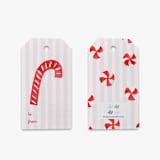 "Pink Striped Candy Cane Christmas Gift Tags (Set of 24)" - Holiday Gift Tags in pink by Liesel Anne