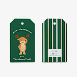 "Personalized Merry Christmoose Christmas Gift Tags (Set of 24)" - Holiday Gift Tags in green by Liesel Anne