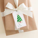 "Personalized Pink Gingham Christmas Tree Gift Tags" - Holiday Gift Tags in pink by Liesel Anne