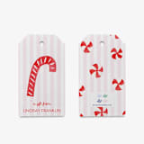 "Personalized Pink Striped Candy Cane Christmas Gift Tags (Set of 24)" - Holiday Gift Tags in pink by Liesel Anne