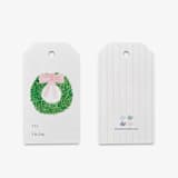 "Wreath with Pink Bow Gift Tags (Set of 24)" - Holiday Gift Tags in green by Liesel Anne