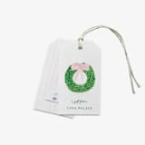 "Personalized Wreath with Pink Bow Gift Tags (Set of 24)" - Holiday Gift Tags in green by Liesel Anne