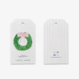 "Personalized Wreath with Pink Bow Gift Tags (Set of 24)" - Holiday Gift Tags in green by Liesel Anne