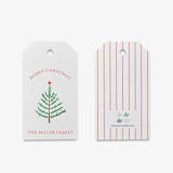 "Personalized Christmas Evergreen Branch Gift Tags (Set of 24)" - Holiday Gift Tags in red by Liesel Anne