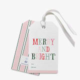 "Merry and Bright Christmas Gift Tags (Set of 24)" - Holiday Gift Tags in pink by Liesel Anne