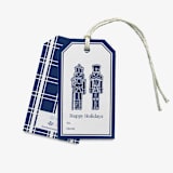 "Navy Gingerbread Nutcracker Gift Tags [Set of 8]" - Holiday Gift Tags in blue by Liesel Anne