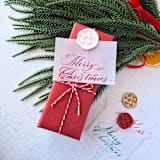 "Merry Christmas Vellum Tag with Wax Seal - Red & Pink - Set of 10 Calligraphed Tags" - Holiday Gift Tags in pink by Inkspiringletters