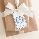 "Personalized Blue Nutcracker Christmas Crest Gift Tags (Set of 24)" - Holiday Gift Tags in blue by Liesel Anne