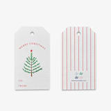 "Christmas Evergreen Branch Gift Tags (Set of 24)" - Holiday Gift Tags in red by Liesel Anne