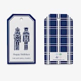 "Personalized Navy Gingerbread Nutcracker Gift Tags [Set of 24]" - Holiday Gift Tags in blue by Liesel Anne