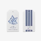 "Personalized Blue Christmas Bells Gift Tags" - Holiday Gift Tags in blue by Liesel Anne