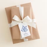 "Personalized Blue Christmas Bells Gift Tags" - Holiday Gift Tags in blue by Liesel Anne
