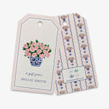 "Personalized Peonies in Ginger Jar Gift Tags (Set of 24)" - Holiday Gift Tags in pink by Liesel Anne