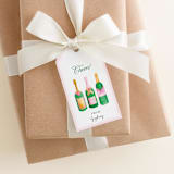 "Champagne Bottle Gift Tags [Sets of 8]" - Holiday Gift Tags in green by Liesel Anne