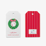 "Personalized Christmas Wreath Gift Tags (Set of 24)" - Holiday Gift Tags in red by Liesel Anne