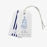 "Personalized Blue Christmas Tree Gift Tags [set of 24 tags]" - Holiday Gift Tags in blue by Liesel Anne