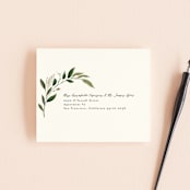 "Greenery Crown" - Savvy Wedding Invitations in Navy by Susan Moyal - FREE Recipient Addressing