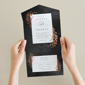 "Lux branch" - Savvy Wedding Invitations in Pepper by Stacey Meacham - Foil Interior