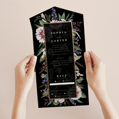 "Bold Bouquet" - Savvy Wedding Invitations in Midnight by Susan Moyal - Foil Interior