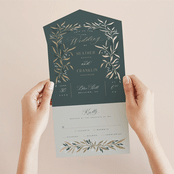 "Gilded" - Savvy Wedding Invitations in Slate by Leah Bisch - Foil Interior