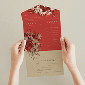 "Happiness" - Savvy Wedding Invitations in Cherry by Shannon Chen of Four Wet Feet Studio - Foil Interior