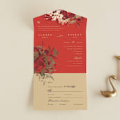 "Happiness" - Savvy Wedding Invitations in Cherry by Shannon Chen of Four Wet Feet Studio - Open