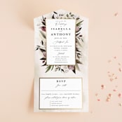 "Roses & Greenery" - Savvy Wedding Invitations in Aubergine by Susan Moyal - Open