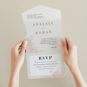 "Mandala Corners" - Savvy Wedding Invitations in Peony by Oma N. Ramkhelawan - Foil Interior