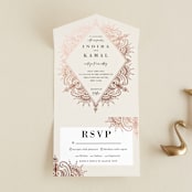 "Regal Mehndi" - Savvy Wedding Invitations in Champagne Rose by Oma N. Ramkhelawan - Open