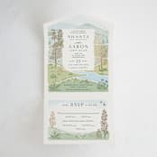 "Mountaintop" - Savvy Wedding Invitations in Evergreen by Paper Sun Studio - Open
