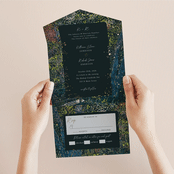 "By the Creek" - Savvy Wedding Invitations in Emerald by Becky Nimoy - Foil Interior